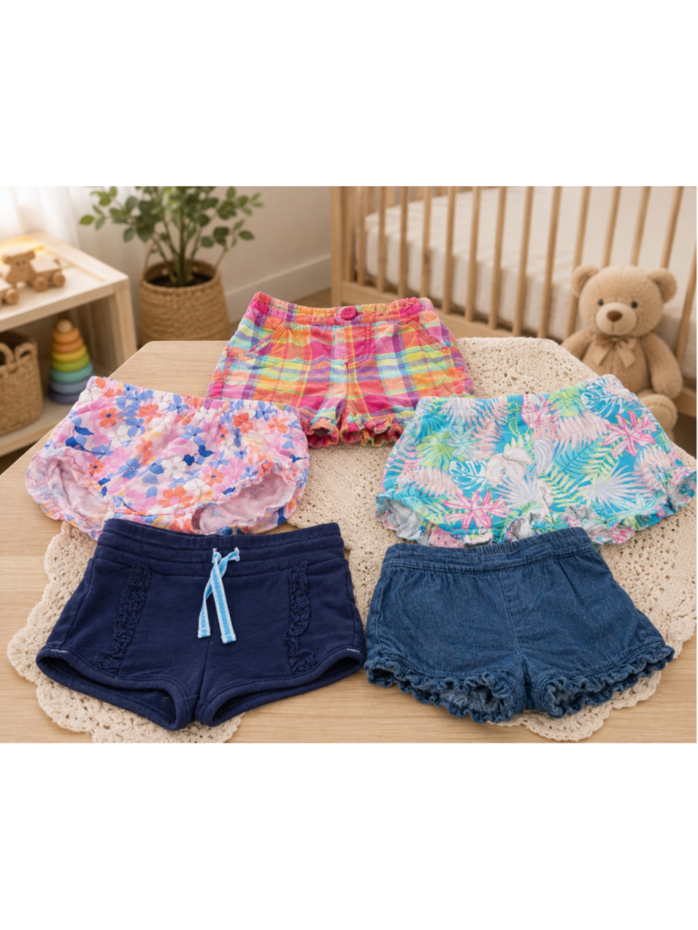 18M Baby Girls Shorts Lot of 5 Carter's Cat & Jack Circo Bench Kids Summer